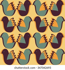 Pattern with stylized birds in retro style. Seamless pattern can be used for wallpaper, pattern fills, web page background, surface textures.