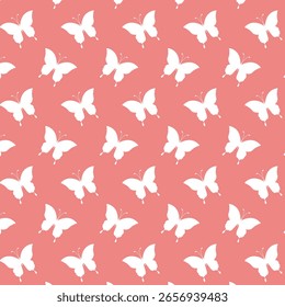 Pattern with stylized butterflies.Vector seamless pattern with stylized butterflies on a pink background.