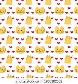 Pattern with stylized cats cookies. Chinese fortune cookies on a white background. Vector illustration. For use in decor, flyers, leaflets and brochures, fabric and wrapping paper and for various
