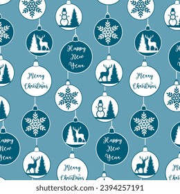 Pattern of stylized Christmas balls.Vector seamless pattern with decorative New Year's toys.