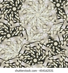 Pattern with stylized floral designs. Abstract beige background. Vector illustration.