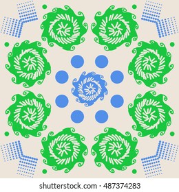 Pattern of  stylized floral motif, halftone.