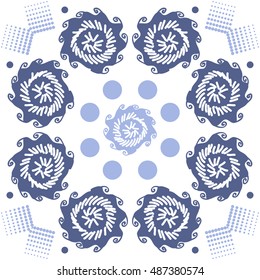 Pattern of  stylized floral motif, halftone.