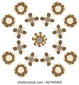 Pattern of   stylized floral motif,   hole, spots, flowers, doodles . Hand drawn.