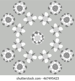 Pattern of   stylized floral motif,   hole, spots, flowers, doodles . Hand drawn.