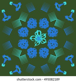 Pattern of  stylized floral motif,halftone.