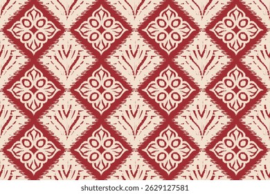 Padrão de ornamento de folclore geométrico floral.Ikat estilizado. Padrão de damasco de vetor oriental. Arte antiga do Arabesco. Textura étnica tribal. Estilo asteca. Design para textura, tecido e roupas