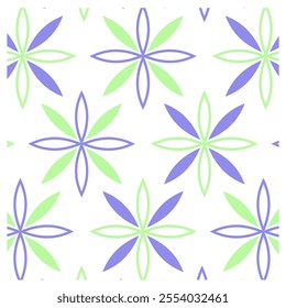 pattern stylized flowers aqua green and indigo