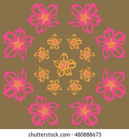 Pattern of  stylized  flowers. Hand drawn.