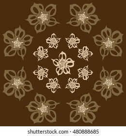 Pattern of  stylized  flowers. Hand drawn.