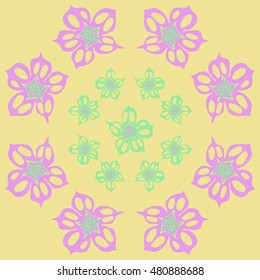 Pattern of  stylized  flowers. Hand drawn.
