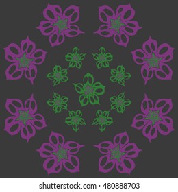 Pattern of  stylized  flowers. Hand drawn.