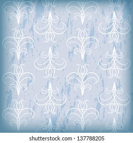 pattern of stylized flowers on blue-gray background, vector