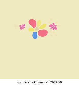 Pattern  of stylized flowers, stripes, crosses. Hand drawn.