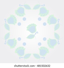 Pattern of  stylized  flowers,branches. Hand drawn.