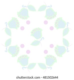 Pattern of  stylized  flowers,branches. Hand drawn.