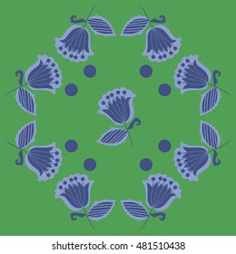 Pattern of  stylized  flowers,branches. Hand drawn.