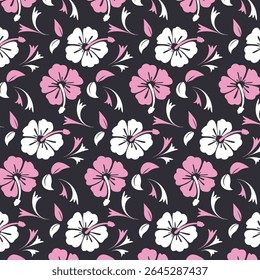 Pattern with stylized flowers.Vector seamless pattern with colorful stylized flowers and leaves.