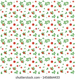 The pattern with stylized garnet fruits and leaves on white background. Beautiful elegant pattern with hand drawn fruits of garnet for fabric prints, designs and decorations