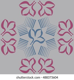Pattern with stylized gothic lily, halftone. 