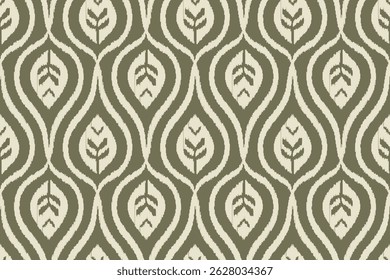 Padrão de ornamento folclórico geométrico de folhas estilizadas.Ikat. Padrão de damasco de vetor oriental. Arte antiga do Arabesco. Textura étnica tribal. Estilo asteca. Design para textura, tecido e roupas