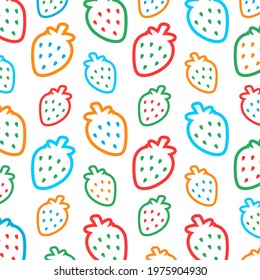Pattern stylized multicolored strawberry on a white background