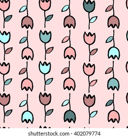 Pattern with stylized tulips