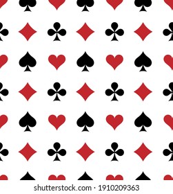 Pattern suits of playing cards. Spades, Hearts, Clubs, Diamonds.	