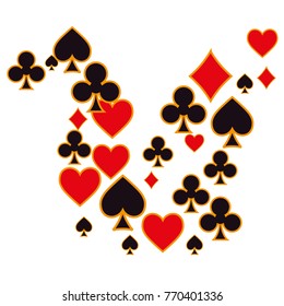 Pattern with suits of playing cards. Vector illustration for print, textile, paper