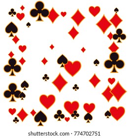 Pattern with suits of playing cards. Vector illustration for print, textile, paper
