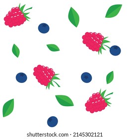 pattern of summer berries. raspberries and blueberries