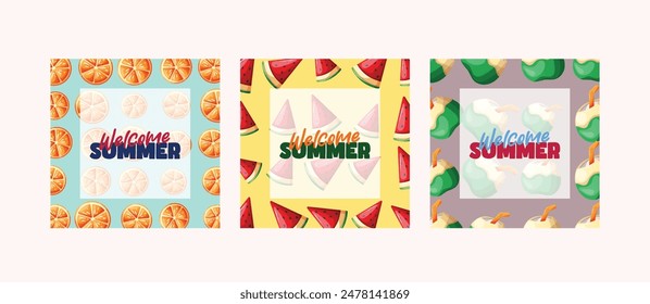 patrón de diseño de tarjeta de verano colección