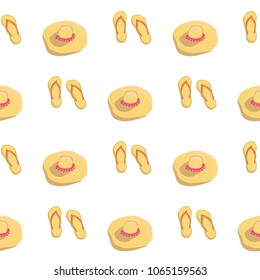 pattern with summer fashionable accessories . slap and hat pattern . fashion summer seamless