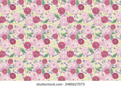pattern of summer flowers. Floral simple diagonal seamless background for textile or book covers, manufacturing, wallpapers, print, gift wrap and scrapbooking. Trendy colors