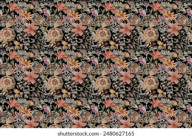 Muster von Sommerblumen. Floral schlichte diagonale nahtlose Hintergrund für Textil- oder Buchumschläge, Herstellung, Bildschirmhintergründe, Druck, Geschenkpapier und Scrapbooking. Trendfarben
