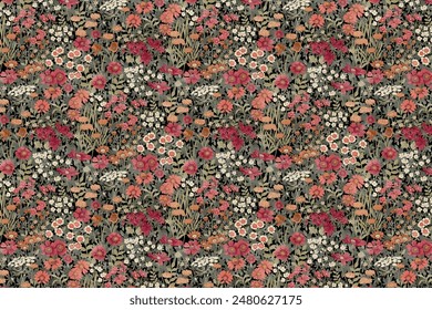 pattern of summer flowers. Floral simple diagonal seamless background for textile or book covers, manufacturing, wallpapers, print, gift wrap and scrapbooking. Trendy colors