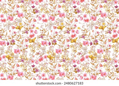 pattern of summer flowers. Floral simple diagonal seamless background for textile or book covers, manufacturing, wallpapers, print, gift wrap and scrapbooking. Trendy colors