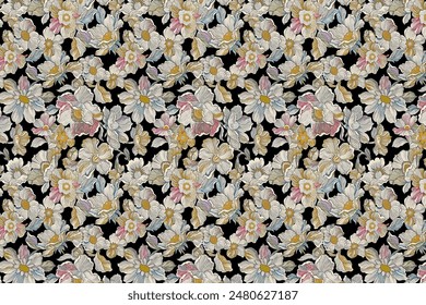 pattern of summer flowers. Floral simple diagonal seamless background for textile or book covers, manufacturing, wallpapers, print, gift wrap and scrapbooking. Trendy colors