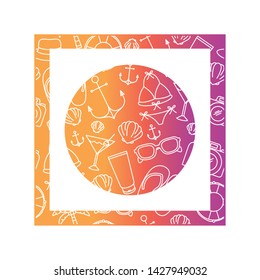 pattern of summer objects with white background