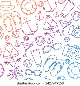 pattern of summer objects with white background