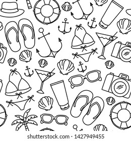 pattern of summer objects with white background