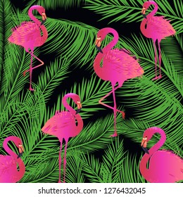 pattern summer pink flamingo with palms
