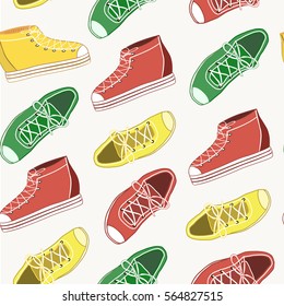 Pattern summer shoes three colors, red, yellow, green
