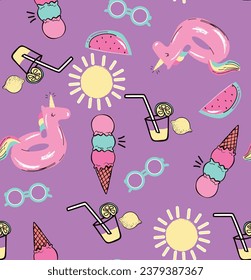 pattern summer sun fresh ice cream