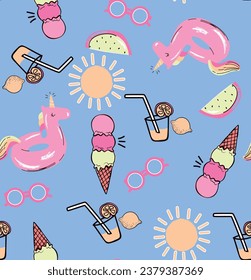 pattern summer sun fresh ice cream