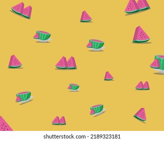 Pattern summertime items watermelone cocktail ball lifebuoy 