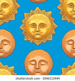 Pattern of the sun and moon in the afternoon