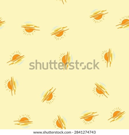 pattern sun sunset cartoon. dusk beach, view blue, evening beautiful sun sunset sign. seamless vector illustration