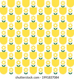 Pattern sunflower geometry in modern style. Floral color background. Vector illustration design. Vintage seamless ornament.