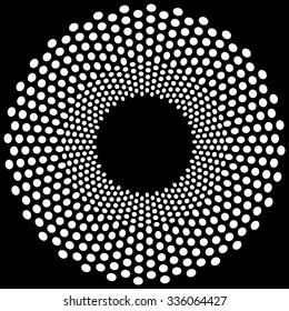 pattern of sunflower seeds, dots in concentric circles with an open core.